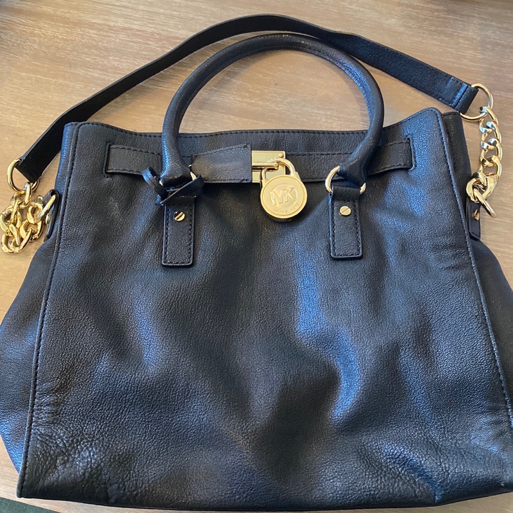 Michael Kors, black leather handbag